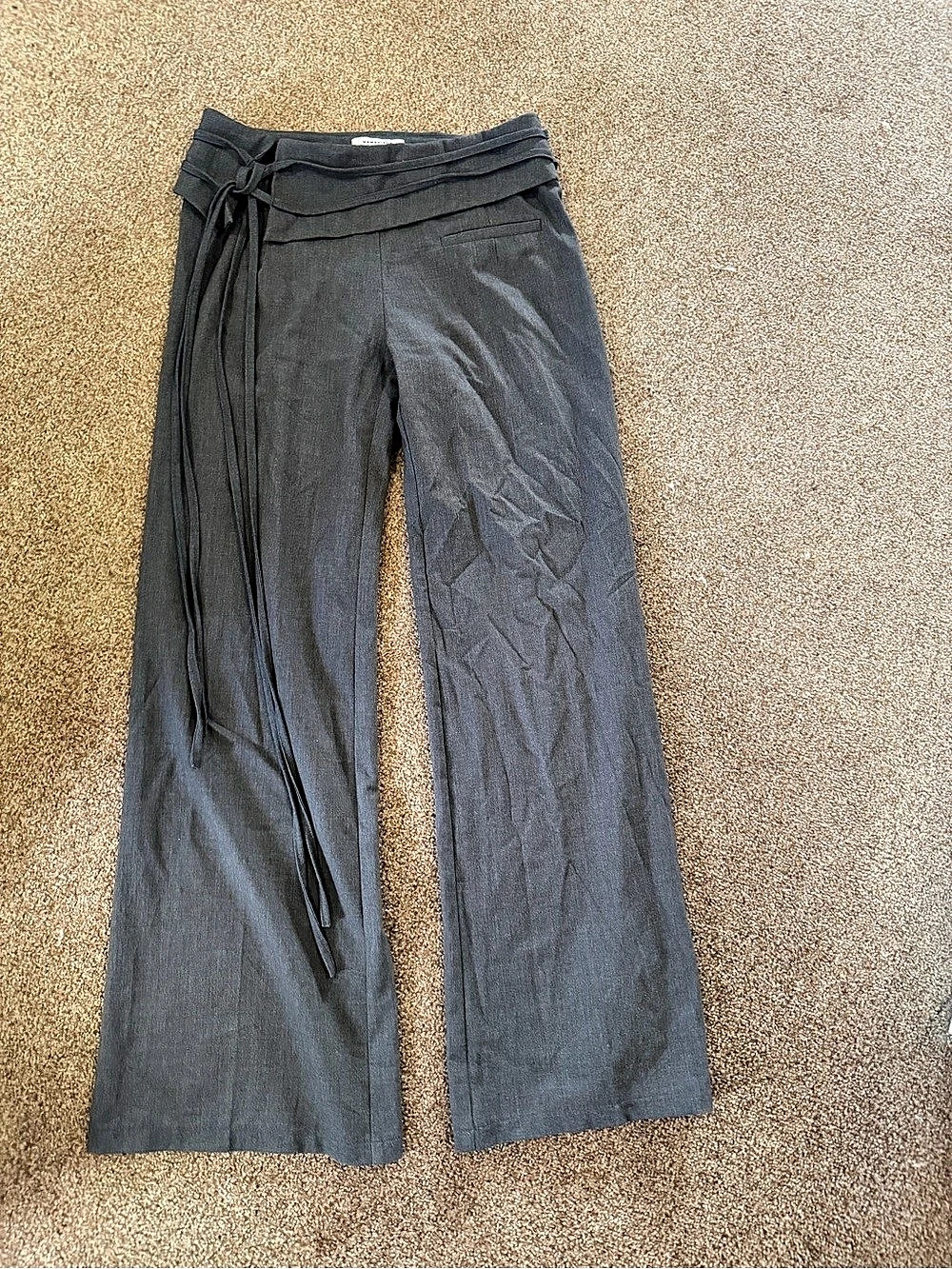 MAMAVIRUS Morgan Trousers Wide Leg Pants in Gray Size Small